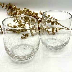 2 -Pier 1, Crackled Stemless Wine Glasses